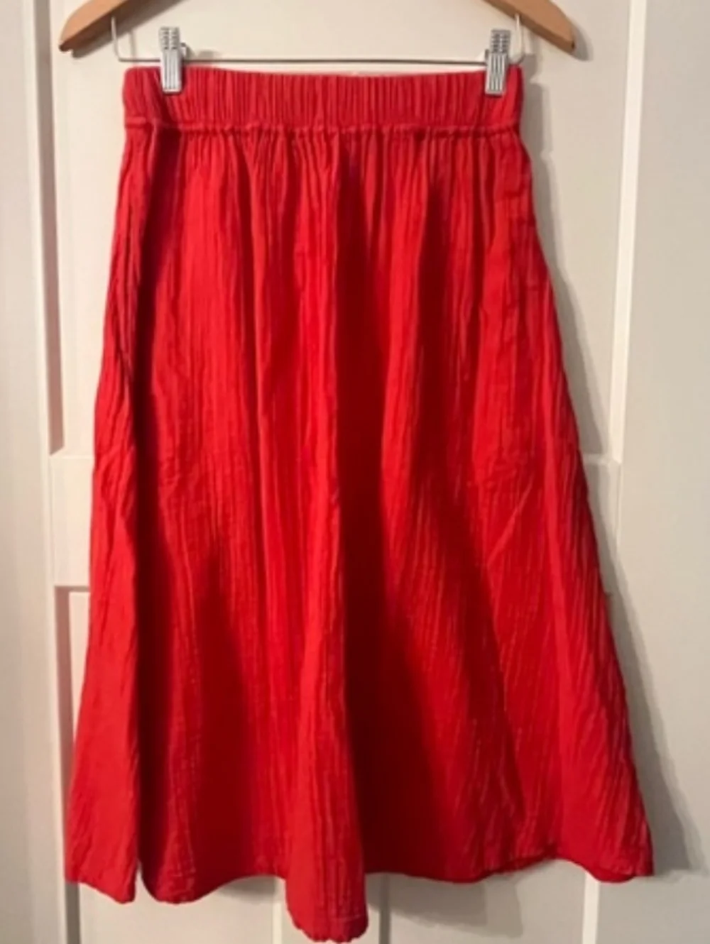 Pact Organic Cotton Red Midi Skirt Size Large - Picture 3 of 5
